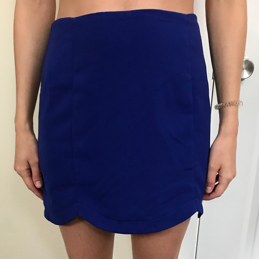 ROYAL BLUE SCALLOPED POLYESTER SKIRT- WORN ONCE